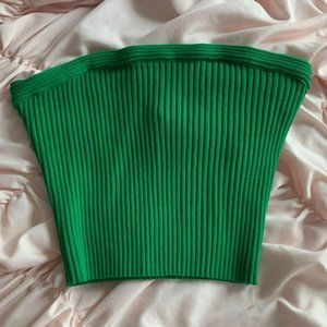 Forever 21 Green Knit Strapless Crop Top